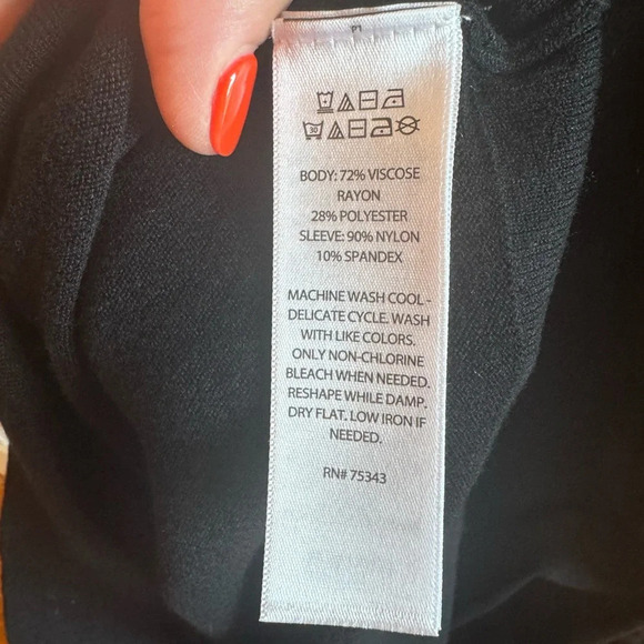 Nicole Miller Black Dress Floral Lace Sleeves Sz XL - Picture 6 of 10